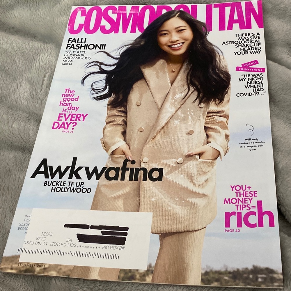 Cosmopolitan Magazine - September 2021 - Awkwafina fashion cosmo mag